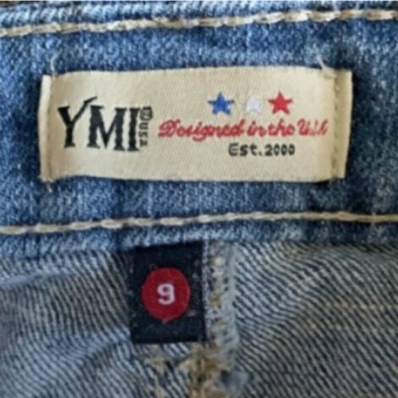 YMI Denim Jean Stars & Stripes Flag Shorts Sz 9 #185H - Picture 8 of 11